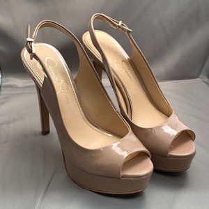 Jessica Simpson Bisano Slingback Nude Patent